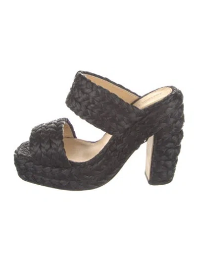 Pre-owned Bottega Veneta Intrecciato Weave Straw Espadrilles In Multi