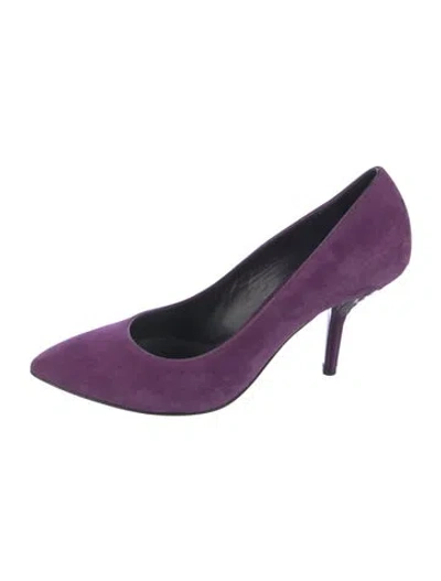 Pre-owned Bottega Veneta Intrecciato Weave Suede Pumps In Purple