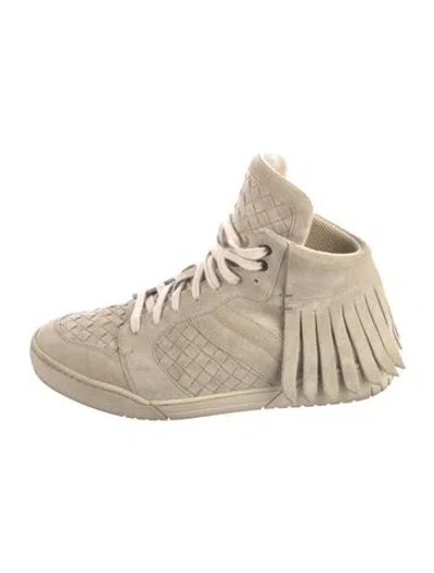 Pre-owned Bottega Veneta Intrecciato Weave Suede Sneakers In Neutral