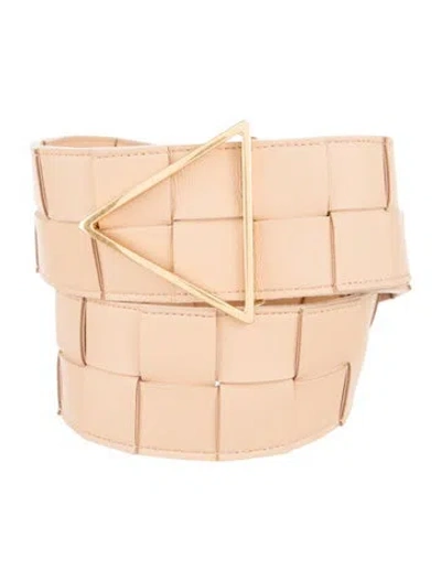Pre-owned Bottega Veneta Intrecciato Weave Wide Belt In Neutrals