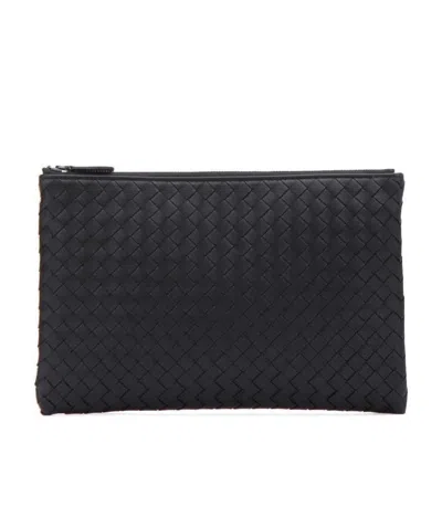 Bottega Veneta Intrecciato Weave Zip Pouch In Black