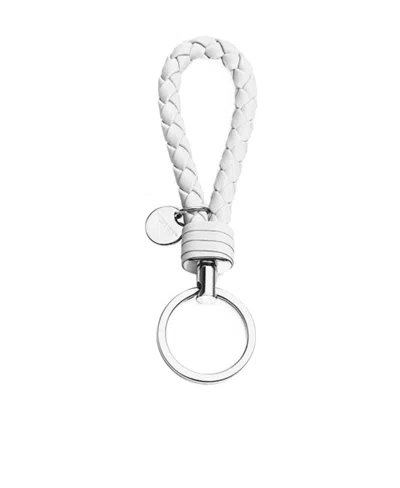 Bottega Veneta Intrecciato Weaves Key Chain In White