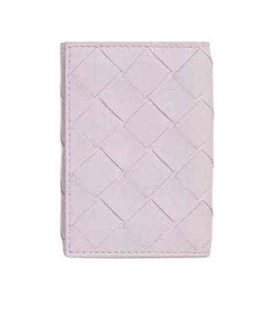 Bottega Veneta Intreciato Knitted Small Three-fold Wallet In White