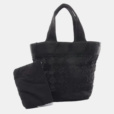 Pre-owned Bottega Veneta Intrecciato Webbing Handbag Tote Bag Polypropylene Black