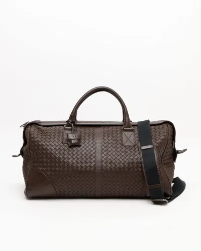 Bottega Veneta Intrecciato Weekend Bag In Brown