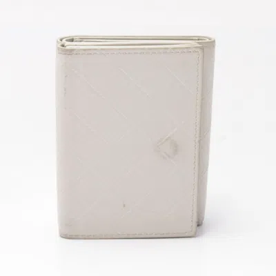Pre-owned Bottega Veneta Intrecciato White Intrecciato Wallet (tri-fold) ()
