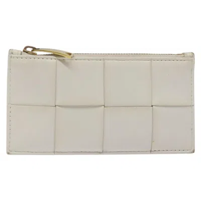 Pre-owned Bottega Veneta Intrecciato White Leather Wallet  ()