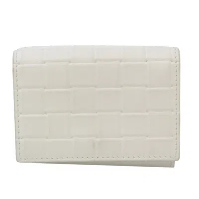 Pre-owned Bottega Veneta Intrecciato White Leather Wallet  ()