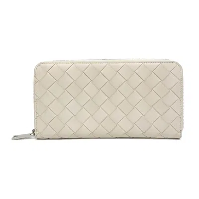 Pre-owned Bottega Veneta Intrecciato White Leather Wallet  ()