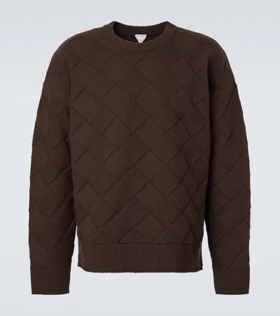 Bottega Veneta Intrecciato Wool-blend Sweater In Brown