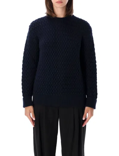 Bottega Veneta Intrecciato Wool Crewneck Sweater In Blue