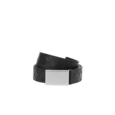 Pre-owned Bottega Veneta Intrecciato Woven Belt In Black