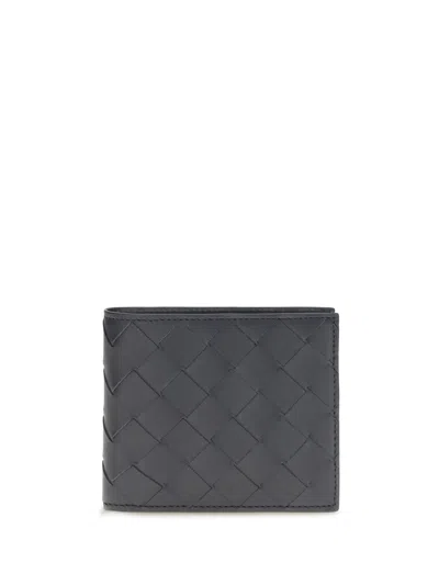 Bottega Veneta Intrecciato Woven Calf Leather Wallet In Gray