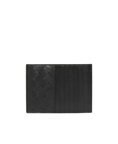 Bottega Veneta Intrecciato Woven Card Bag In Black