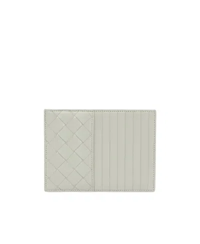 Bottega Veneta Intrecciato Woven Card Bag In Gray
