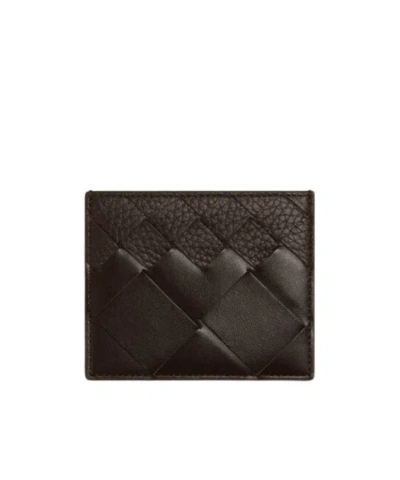 Bottega Veneta Intrecciato Woven Credit Card Holder In Brown