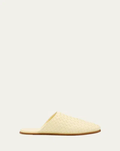 Bottega Veneta Intrecciato Woven Leather Mule Slippers In Camomile