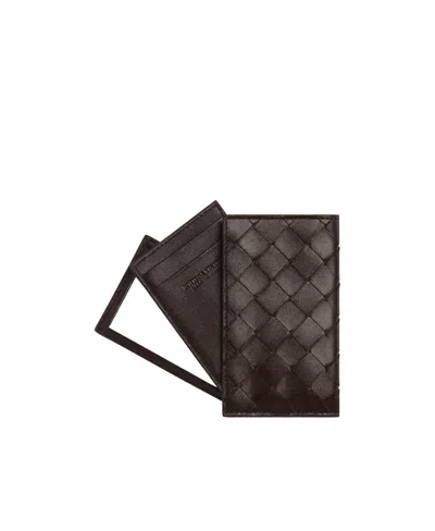 Bottega Veneta Intrecciato Woven Mirror Card Bag In Black