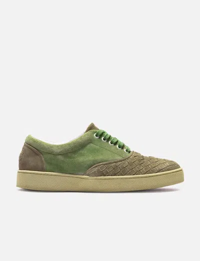 Bottega Veneta Intrecciato Woven Suede Low Sneakers In Multi