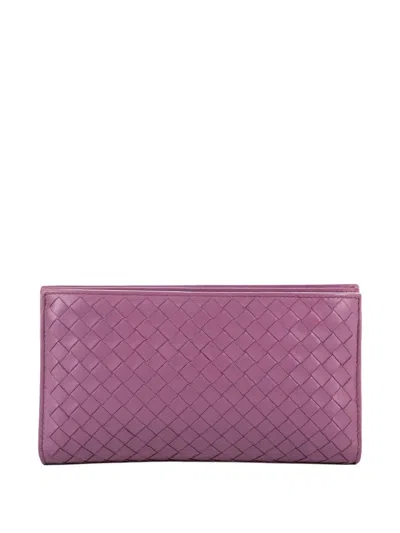 Pre-owned Bottega Veneta Intrecciato Woven Wallet In Purple