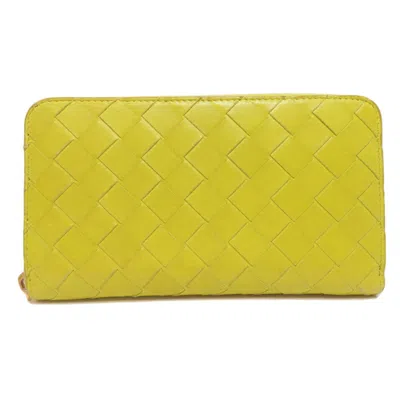 Pre-owned Bottega Veneta Intrecciato Yellow Leather Coin Purse/coin Case ()