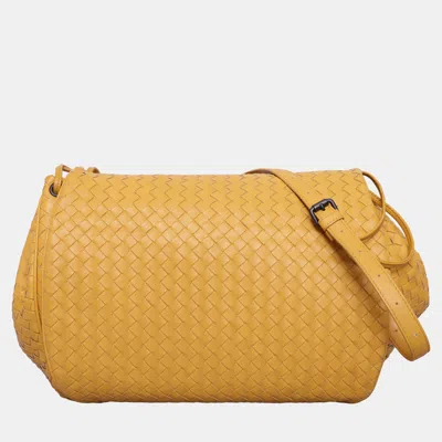 Pre-owned Bottega Veneta Intrecciato Yellow Leather Messenger Bag