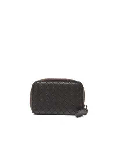 Bottega Veneta Intrecciato Zip Around Card Holder In Brown