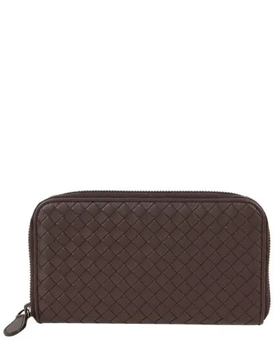 Bottega Veneta Intrecciato Zip Around Long Wallet (authentic Pre-loved) In Brown