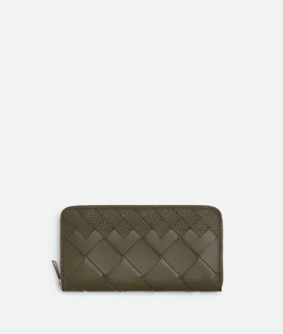 Bottega Veneta Intrecciato Zip Around Wallet In Green