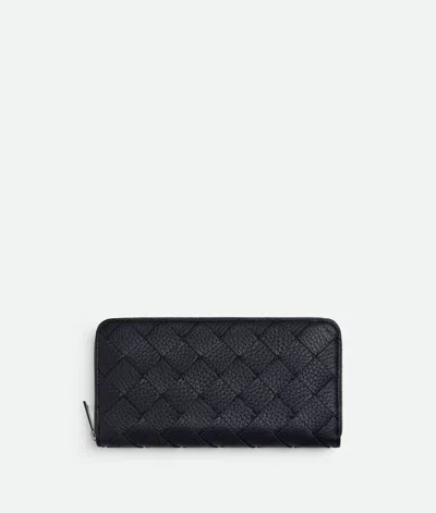 Bottega Veneta Intrecciato Zip Around Wallet In Black