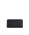 Bottega Veneta Intrecciato Zip Around Wallet In Black