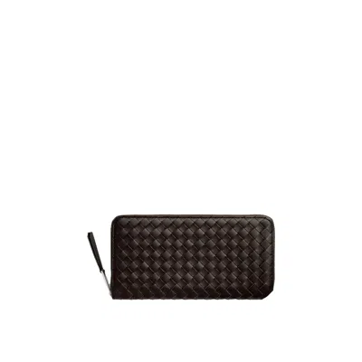 Bottega Veneta Intrecciato Zip Around Wallet In Brown