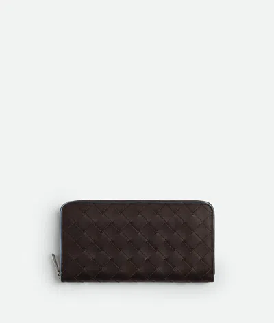 Bottega Veneta Intrecciato Zip Around Wallet In Brown
