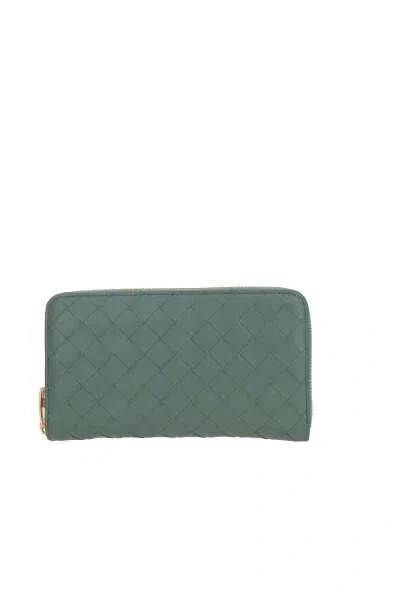 Bottega Veneta Intrecciato Zip Around Wallet In Green