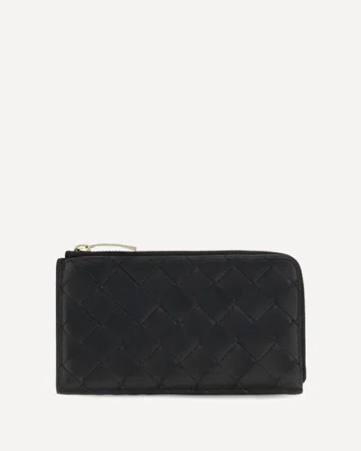 Bottega Veneta Intrecciato L-zipped Card Case In Black