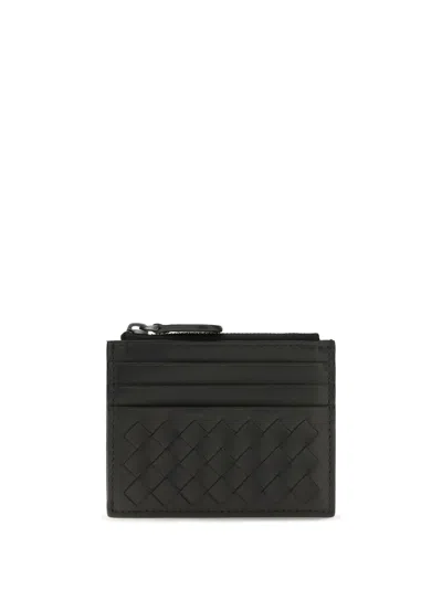 Bottega Veneta Intrecciato Zip Card Holder In Black