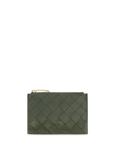 Bottega Veneta Intrecciato Zip Cardholder In Gray