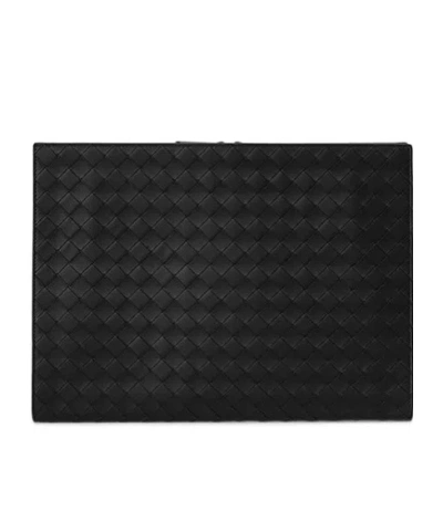 Bottega Veneta Intrecciato Zip Clutch Bag In Black