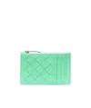 Bottega Veneta Intrecciato Zip-top Card Holder In Green