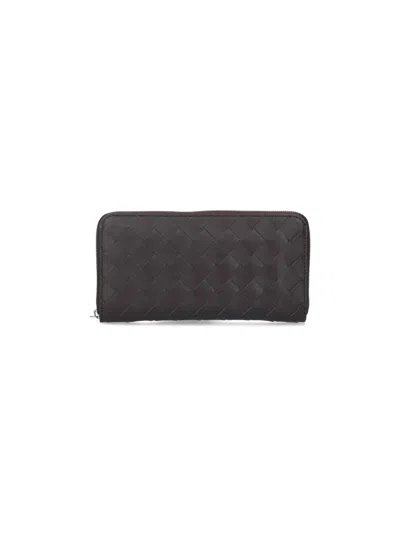 Bottega Veneta 'intrecciato' Zip Wallet In Brown