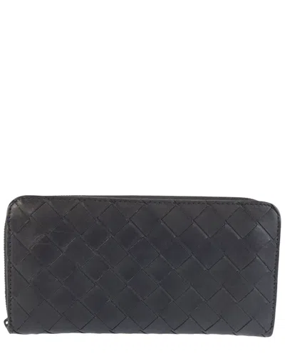 Bottega Veneta Intrecciato Zip Wallet (authentic Pre-loved) In Black