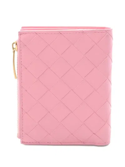 Pre-owned Bottega Veneta Intrecciato Zip Wallet In Pink