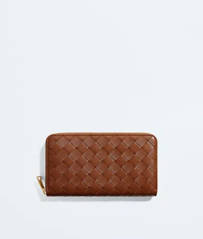 Bottega Veneta Bottega  Veneta Intrecciato Zip-around Wallet In Brown