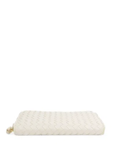 Bottega Veneta Intrecciato Zip-around Wallet In White