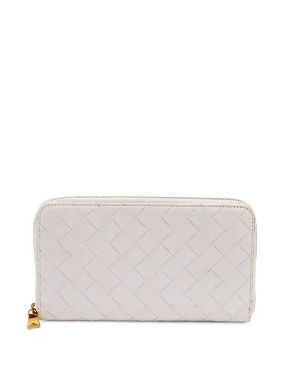 Pre-owned Bottega Veneta Intrecciato Zip-around Wallet In Pink