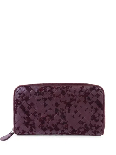 Pre-owned Bottega Veneta Intrecciato Zip-around Wallet In Purple