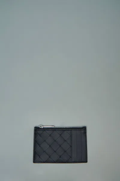 Bottega Veneta Intrecciato Zipped Card Case In Black