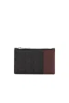 Bottega Veneta Intrecciato Zipped Card Case In Black & Madder Brown