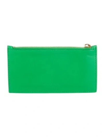 Pre-owned Bottega Veneta Intrecciato Zipped Card Case Intrecciato Weave Card Holder In Green