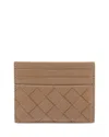 Bottega Veneta Intrecciato Leather Zip Card Case In Pinecone/gold